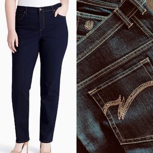 AMANDA by Gloria Vanderbilt classic fit jean embellished sz 16 Short NWOT Rinse